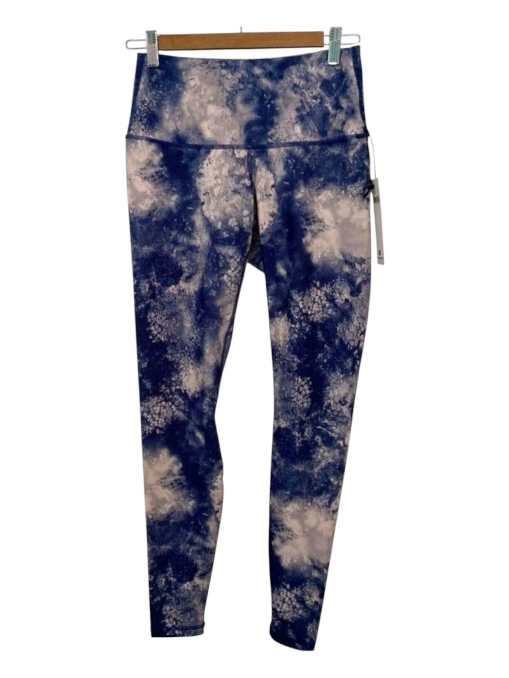 Blue White Tie Dye High Rise Leggings Athletic Yoga Pants Stretch NWT medium